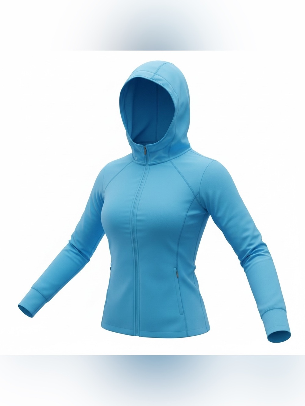 Women's Light Blue Full-Zip Hooded Jacket